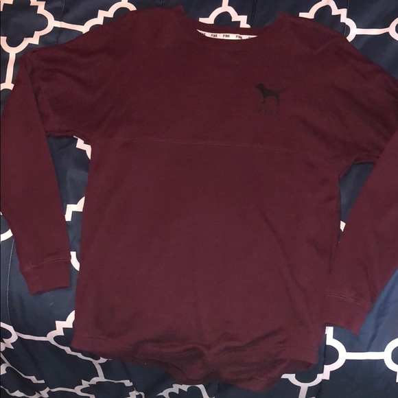 PINK Victoria's Secret Tops - Maroon and leopard print long sleeve shirt
